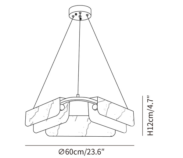 Delia Alabaster Chandelier 60cm size diagram