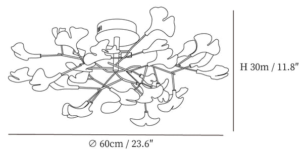 Gingko rotating ceiling lamp Model C shallow profile for low ceilings and walk-in closets