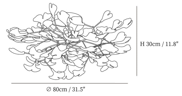 Gingko rotating ceiling lamp Model D wider sizes for living rooms and low-ceiling foyers