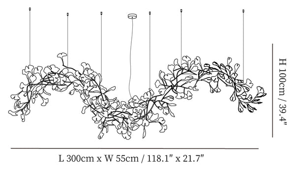 Ginkgo Vine Chandelier dimensions