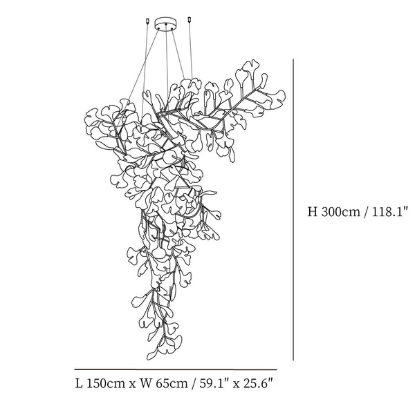 Ginkgo Vine Chandelier dimensions