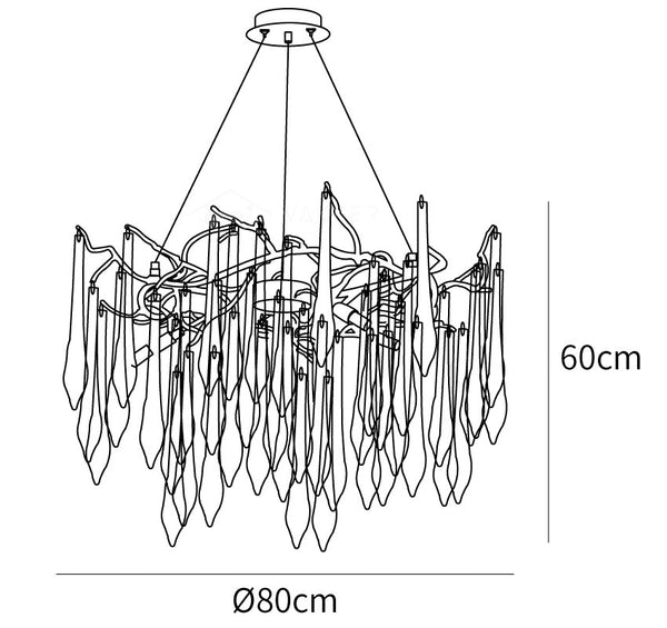 Gold Round Teardrop Chandelier dimensions