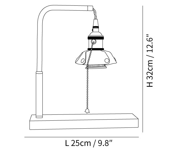 Harnik Retro Table Lamp size diagram, enlarged
