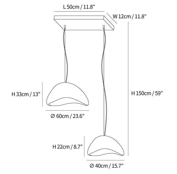 Celeste Cloud Pendant Light dimensions