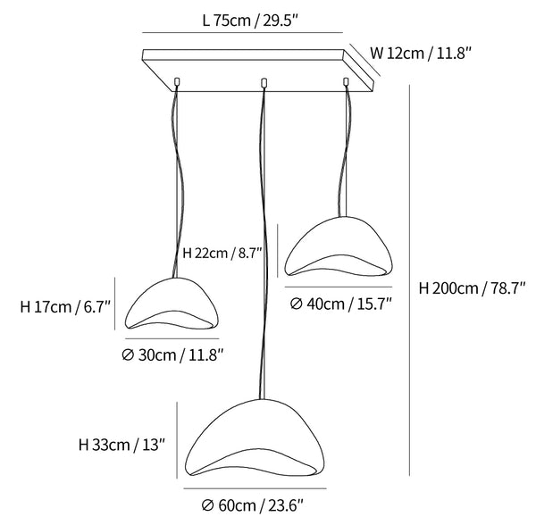 Celeste Cloud Pendant Light dimensions