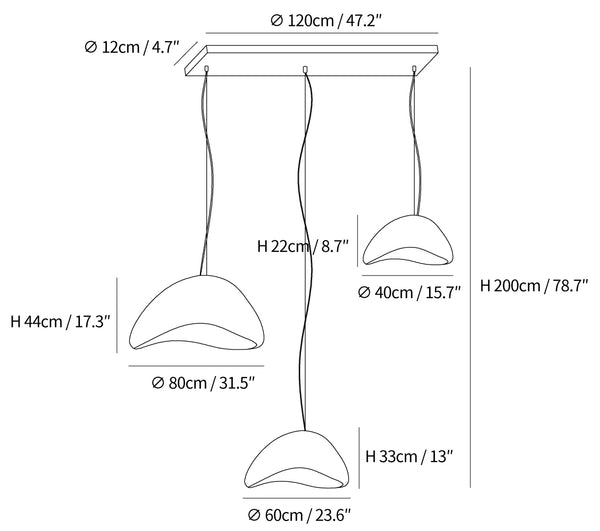 Celeste Cloud Pendant Light dimensions