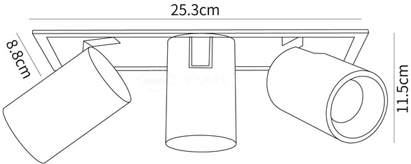 Adjustable recessed LED spotlight 3-head size for gallery wall and kitchen island