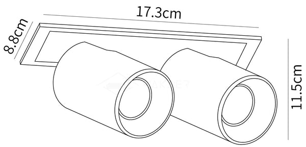 Adjustable recessed LED spotlight 2-head size for kitchen counter and hallway