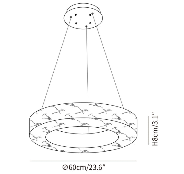 Marika solid Spanish alabaster ring chandelier size diagram Ø 60cm