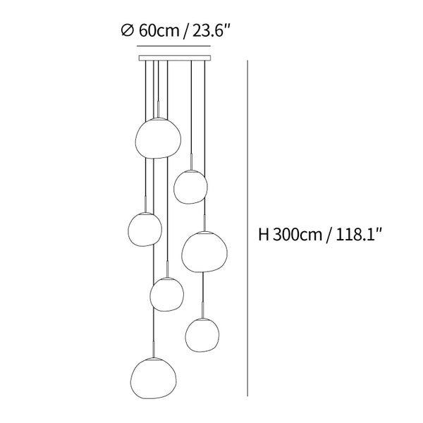 Multi Lava Round Pendant Lamp dimensions