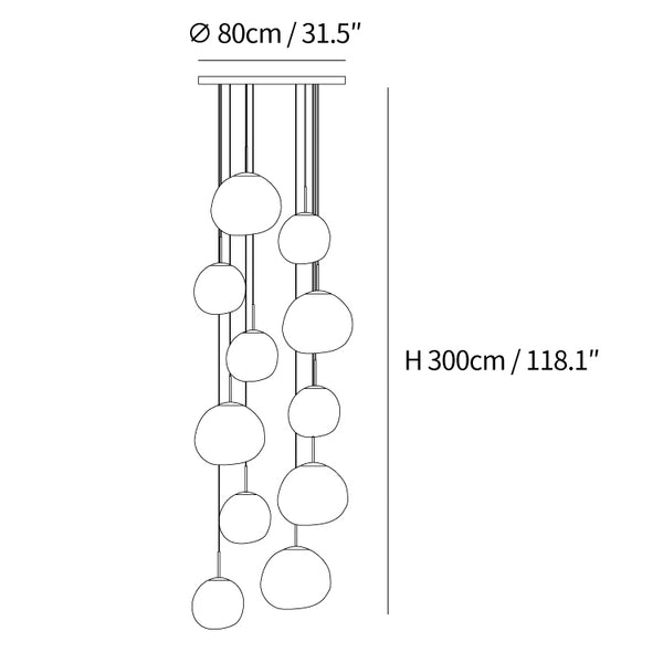 Multi Lava Round Pendant Lamp dimensions