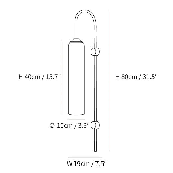 Glass Wall Lamp size reference