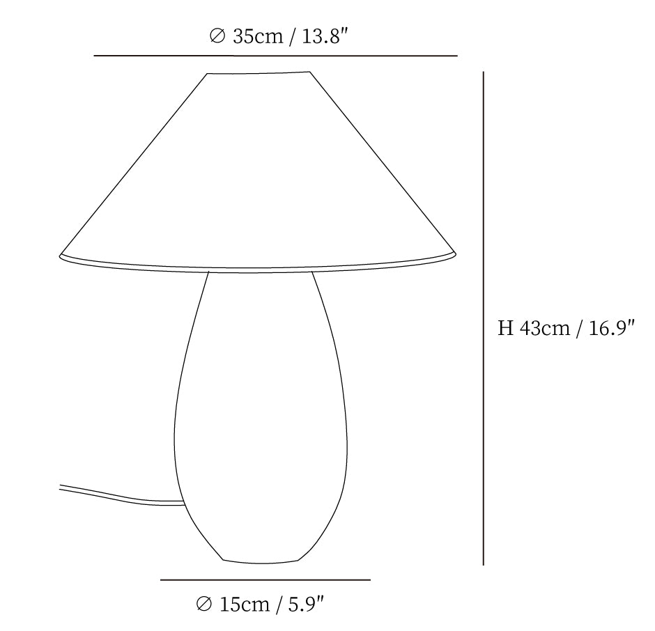 Mountain Wood Table Lamp size diagram, enlarged