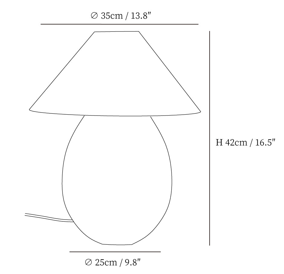 Mountain Wood Table Lamp size diagram, enlarged