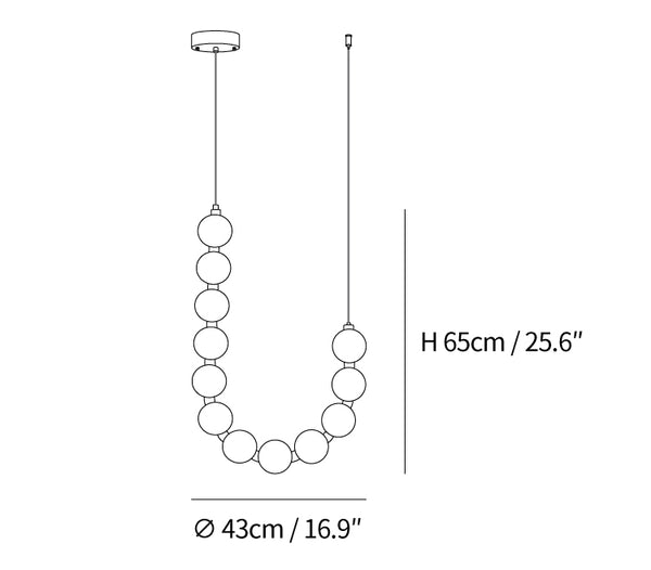 Glass Pearl Necklace Chandelier dimensions