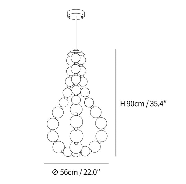 Glass Pearl Necklace Chandelier dimensions