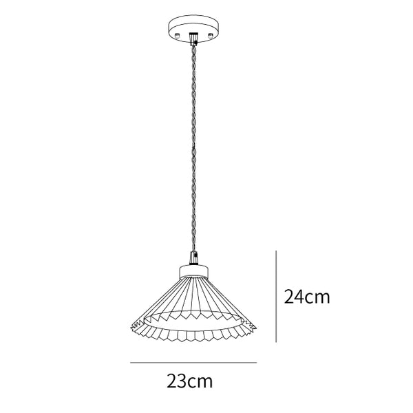 Pleated Wooden Pendant Light dimensions