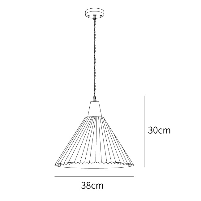 Pleated Wooden Pendant Light dimensions