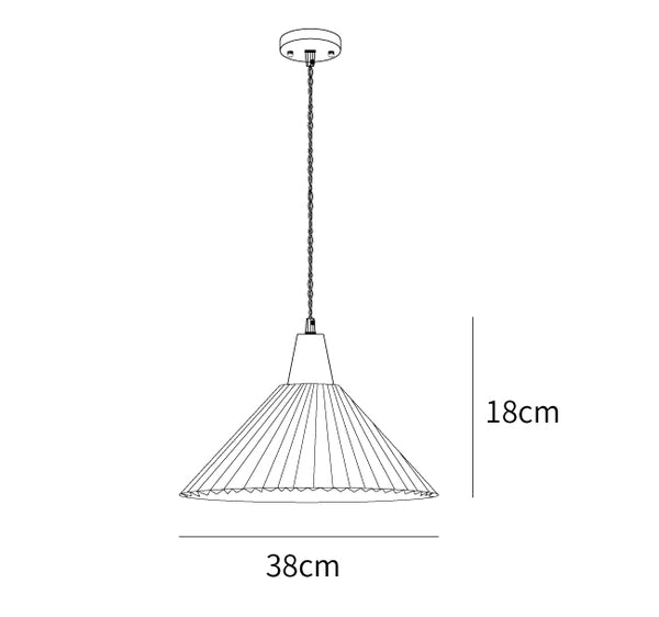 Pleated Wooden Pendant Light dimensions