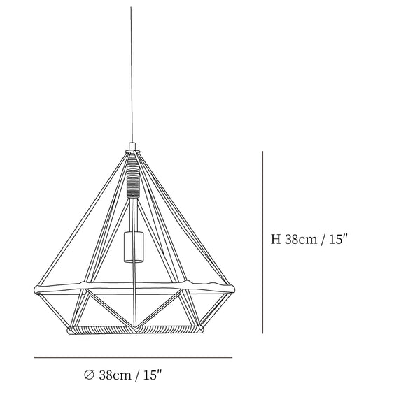 Retro Hemp Rope Pendant Light Model C size diagram