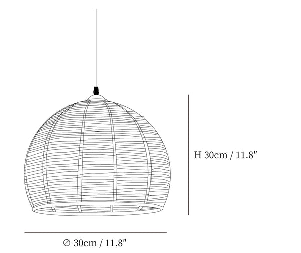 Retro Hemp Rope Pendant Light Model D size diagram