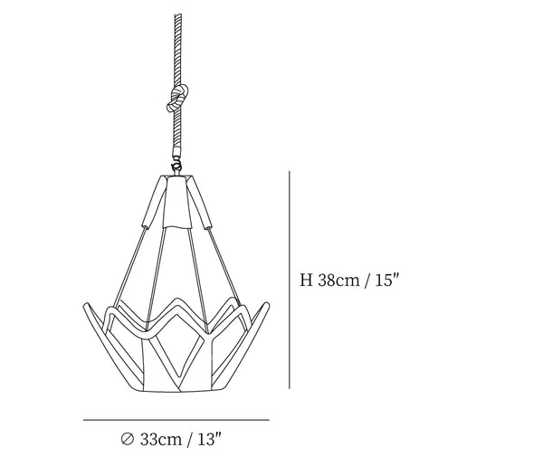 Retro Hemp Rope Pendant Light Model E size diagram