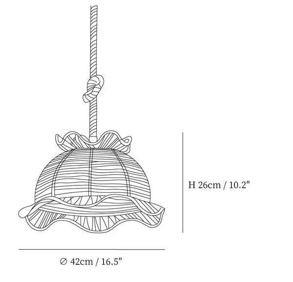 Retro Hemp Rope Pendant Light Model A size diagram