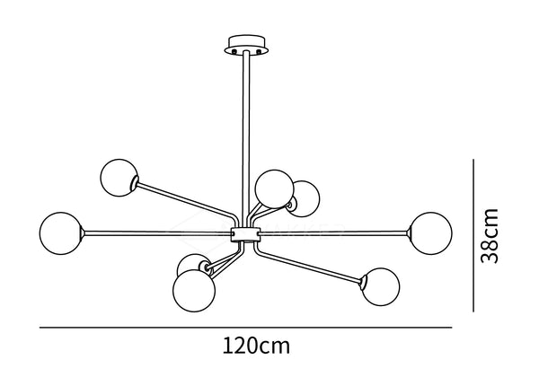 9-light brass sputnik chandelier with white glass globes 47.2 inch diameter