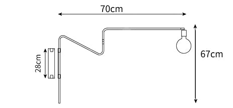 Swing wall lamp dimensions 27.6 by 26.4 inches