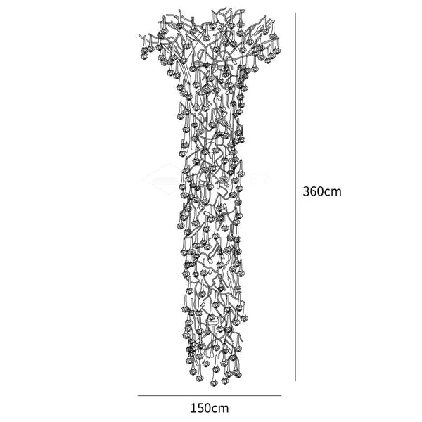 Tree Branch Staircase Chandelier dimensions