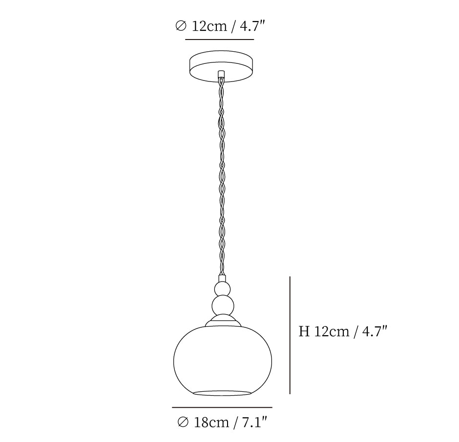 Yisi Po Pendant Lamp size diagram, enlarged