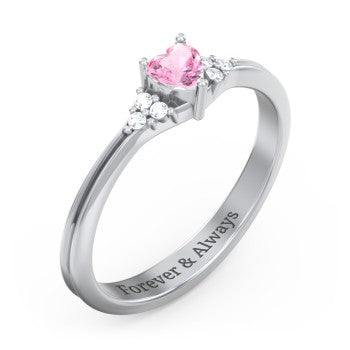 Narrow Heart Ring with Shoulder Accents
