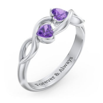 Heavenly Hearts Ring with Heart Birthstones