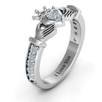 Classic Claddagh Heart Cut Ring with Accents