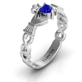 Infinity Claddagh with Heart Stone Ring