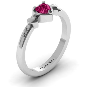 Triple Heart Birthstone Ring