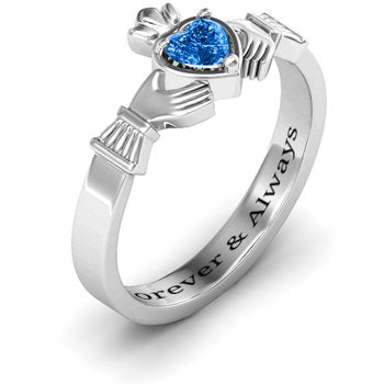 Heart Stone Claddagh Birthstone Ring