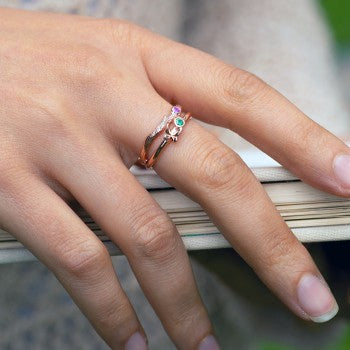 Stacking Butterfly Ring with Bezeled Gemstone