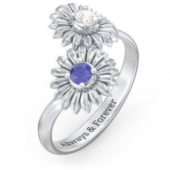 Sunflower Birthstone Bypass Ring