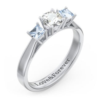 Three Stone Eternity with Princess Accents Ring