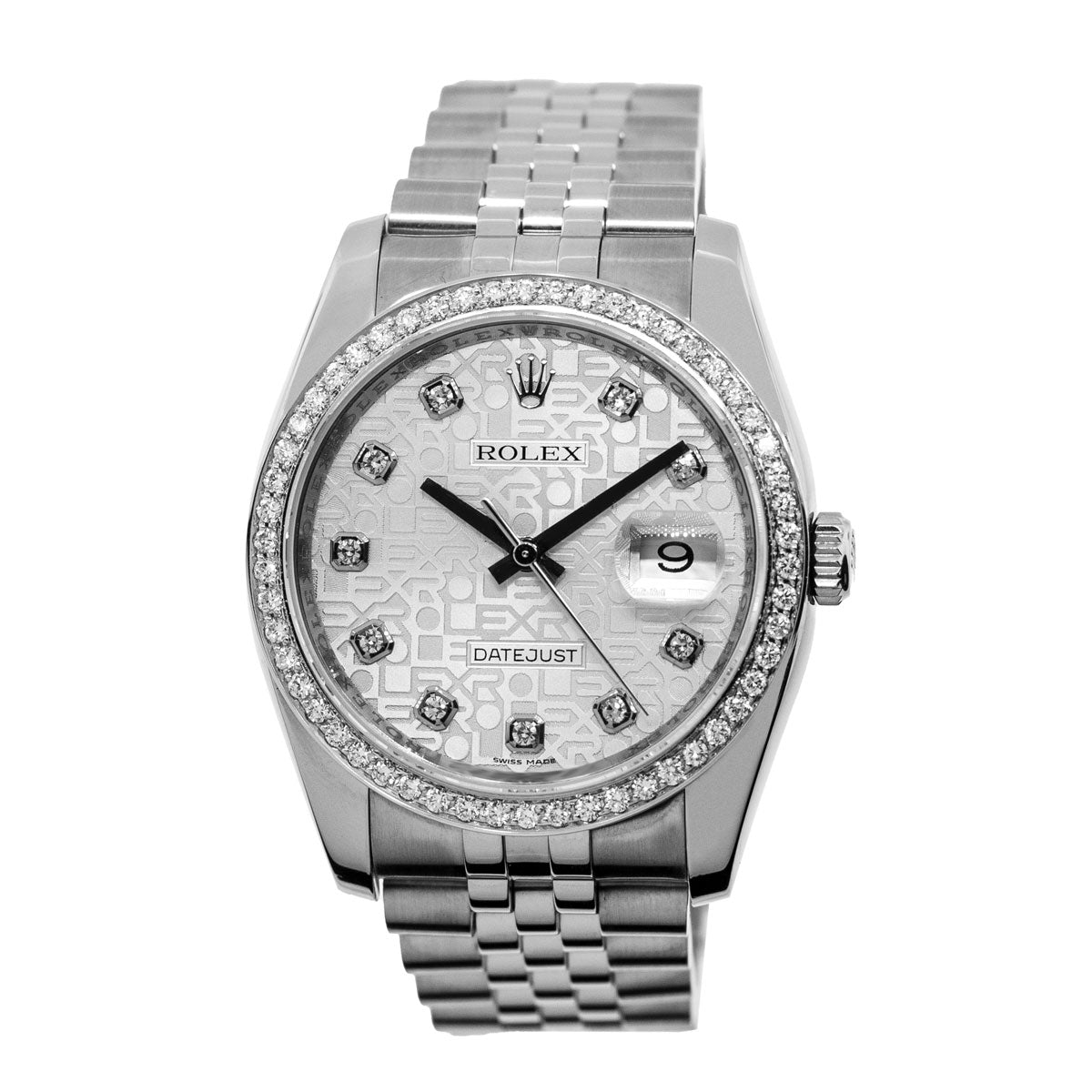 Rolex Datejust 36mm Stainless Steel Silver Diamond Dial & Diamond Bezel 116234