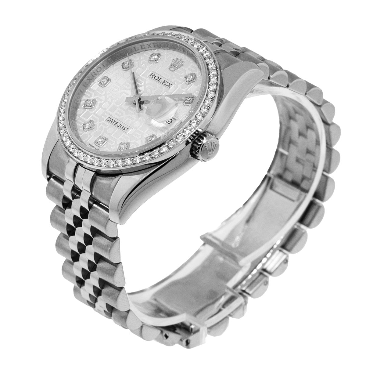 Rolex Datejust 36mm Stainless Steel Silver Diamond Dial & Diamond Bezel 116234