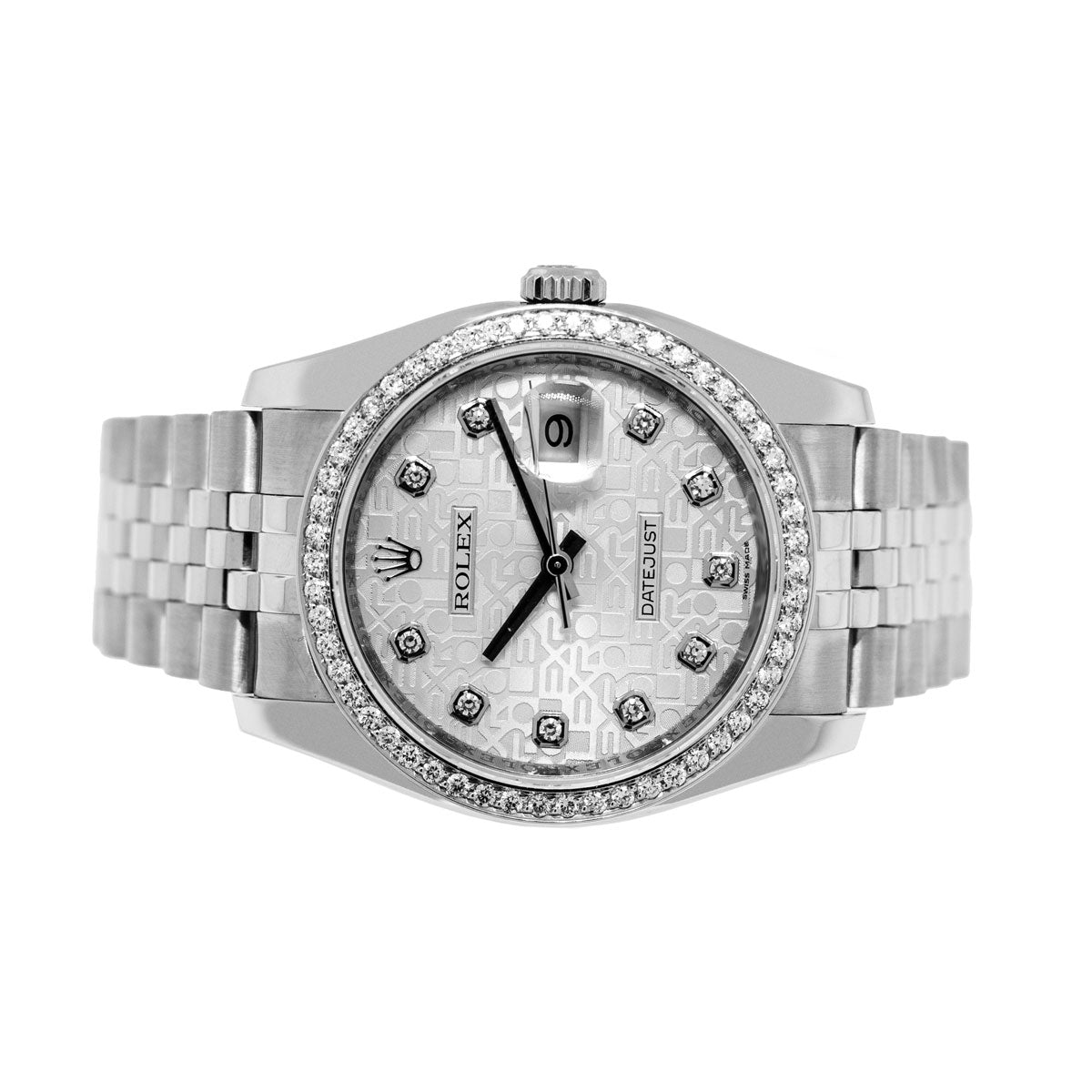 Rolex Datejust 36mm Stainless Steel Silver Diamond Dial & Diamond Bezel 116234