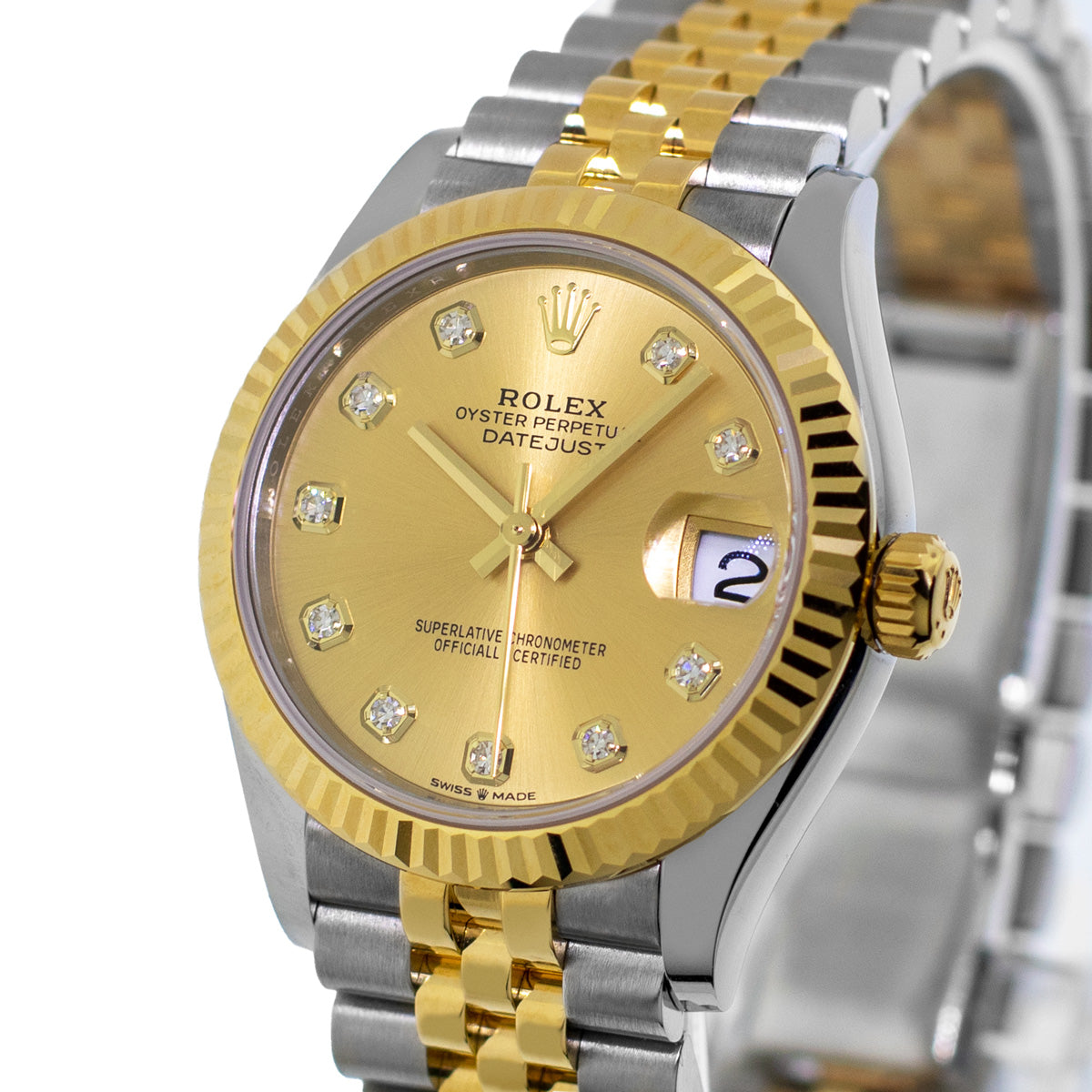 Rolex Lady-Datejust 31mm Yellow Gold & Steel Champagne Diamond Dial 278273