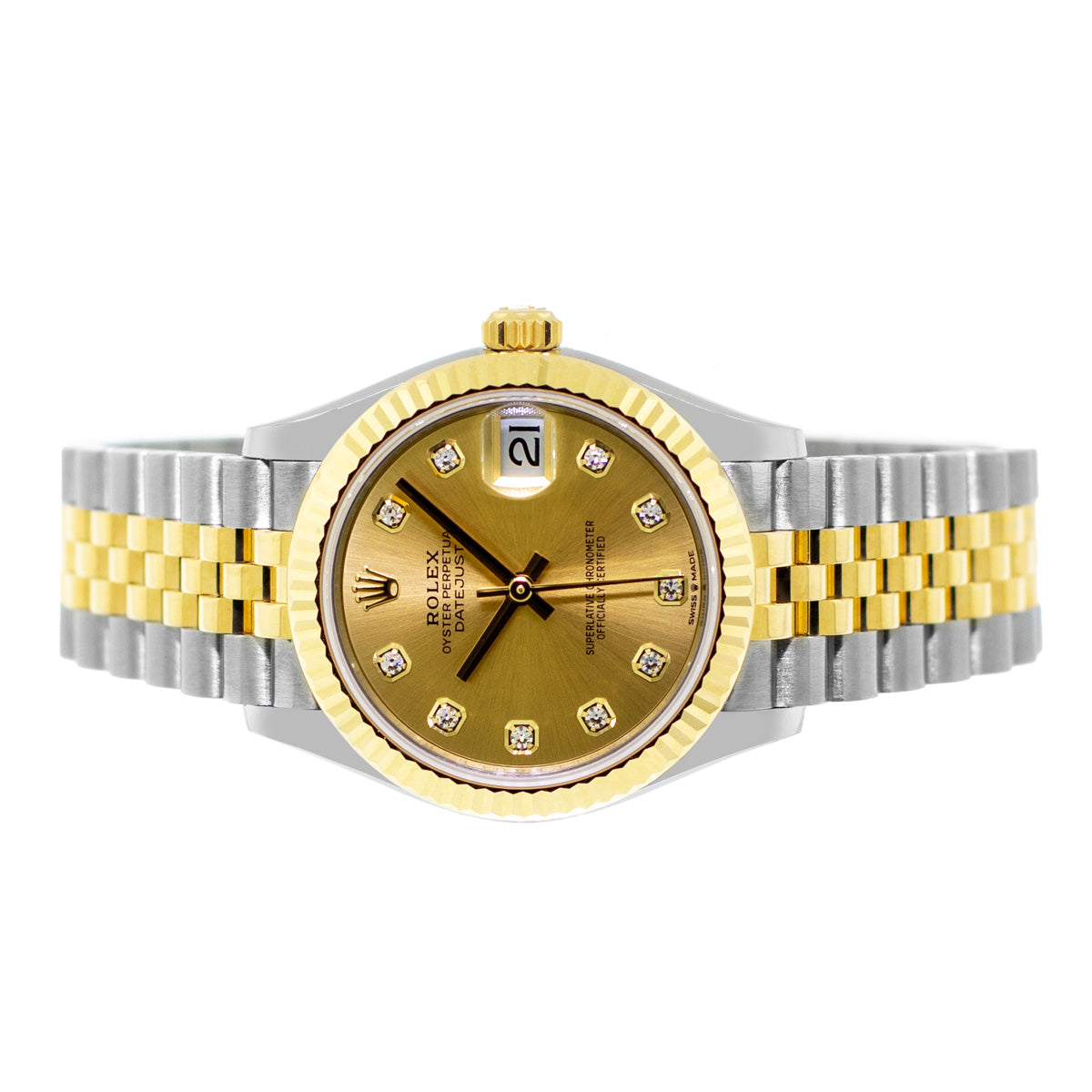 Rolex Lady-Datejust 31mm Yellow Gold & Steel Champagne Diamond Dial 278273
