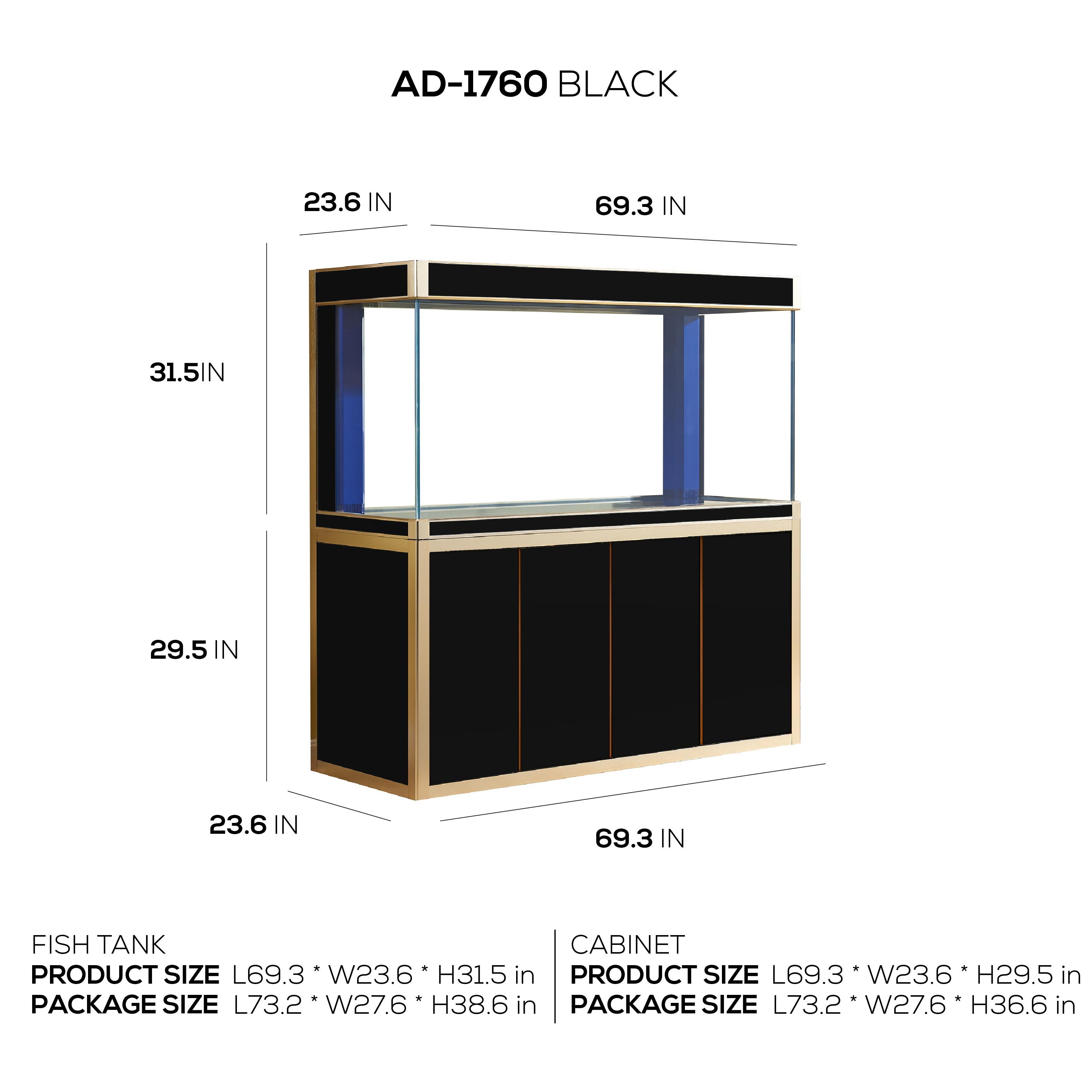 Aqua Dream 220 Gallon Tempered Glass Aquarium Black and Gold