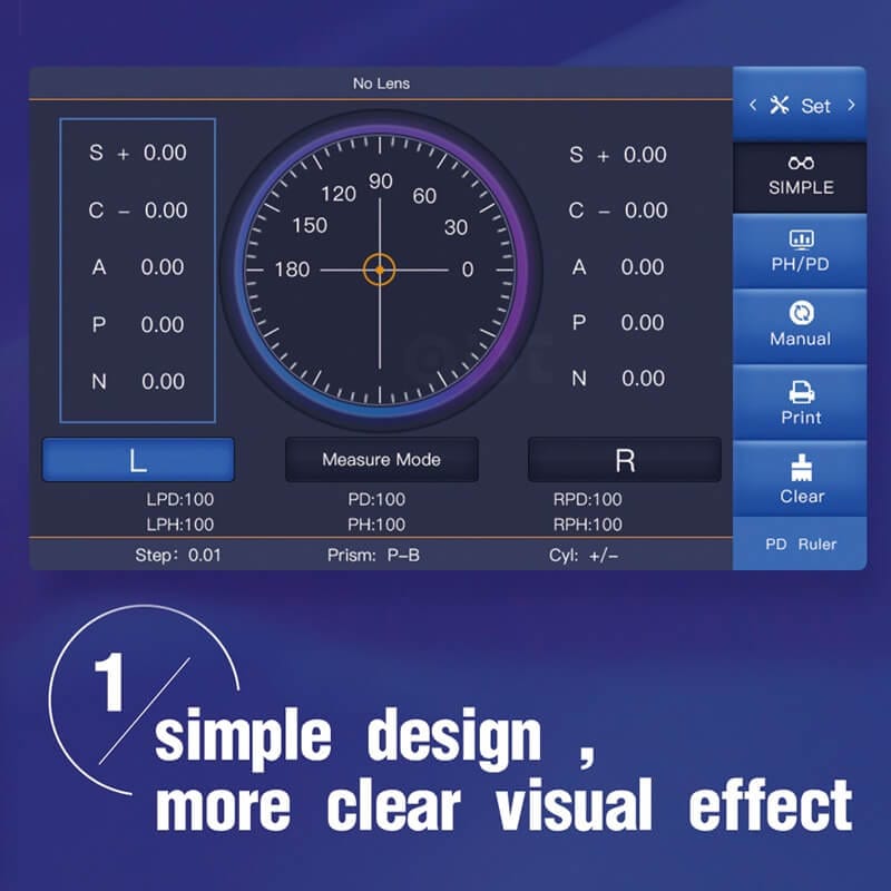 7 Inch Touch Screen UV PD Printing Focimeter Lensometer