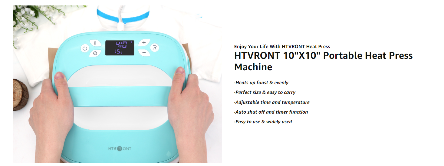 HTVRONT Heat Press Machine for T-Shirts Portable Heat Press 10X10