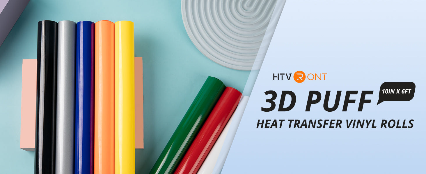 HTVRONT 12 inch x 6ft Black HTV Vinyl 3D Puff Heat Transfer Vinyl with Telefon Sheet for Cricut Silhouette