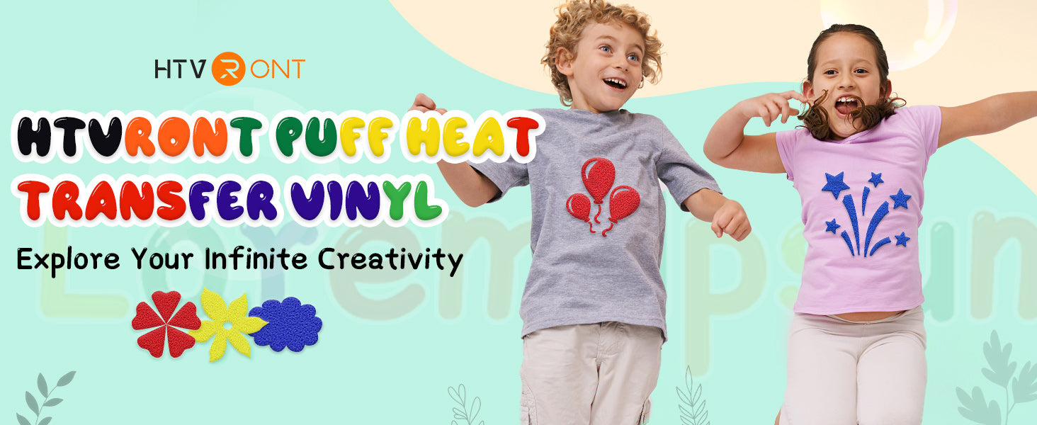 Multicolor Puff Vinyl Heat Transfer - 8 Sheets Assorted Colors